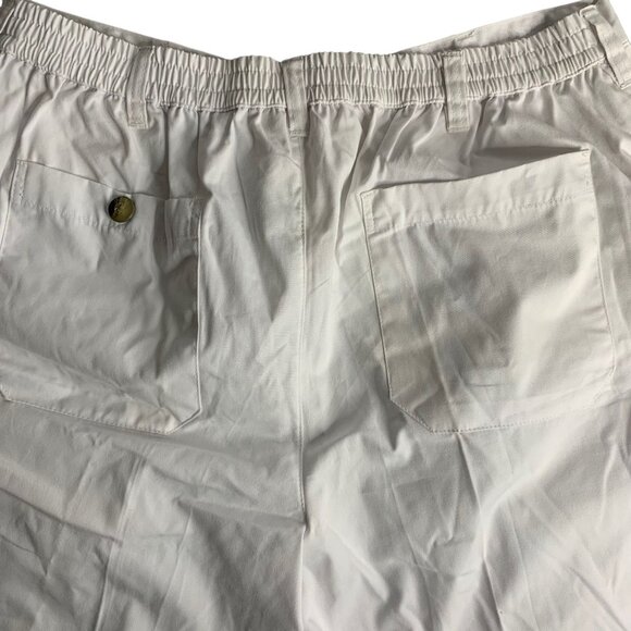 Haband Pullon Elastic Waist Shorts 38 White High Rise 7 in Pockets Button Zip - Picture 4 of 5